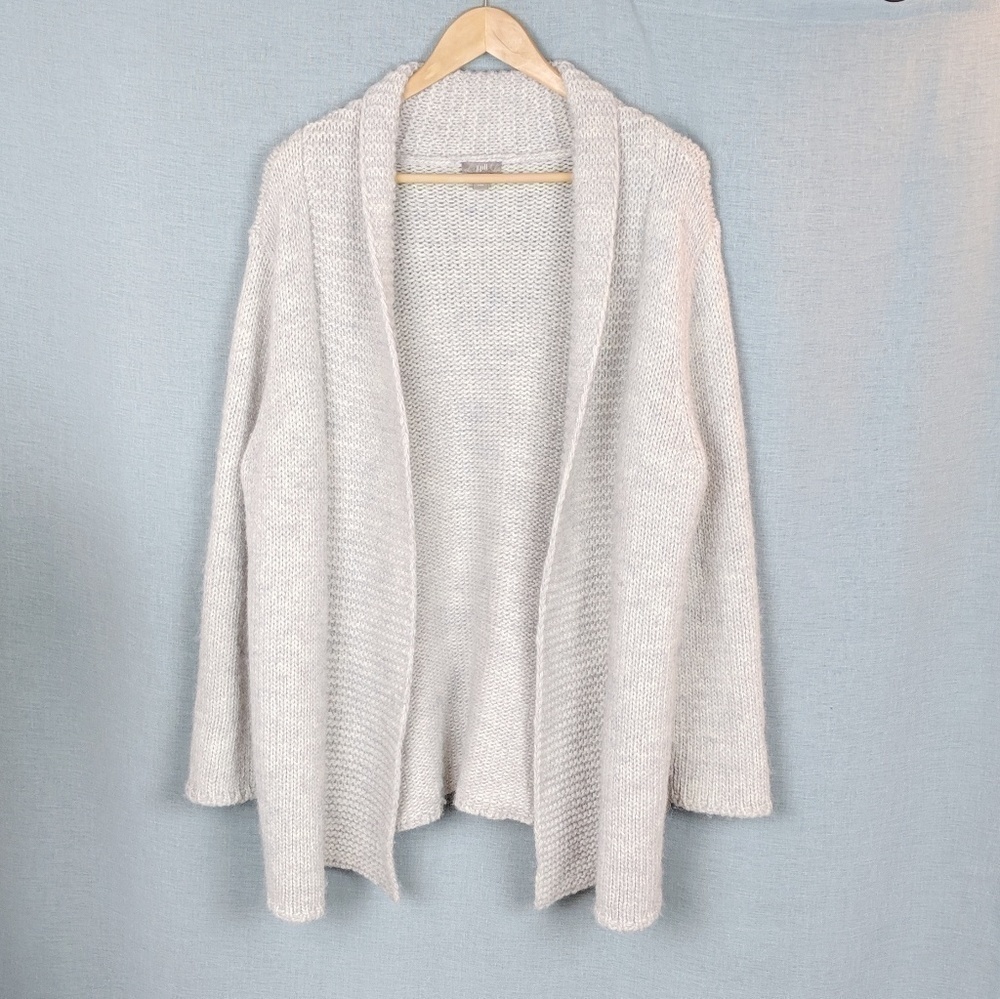 J. Jill Gray Alpaca soft Sweater cardigan warm classic quiet luxury large Petite